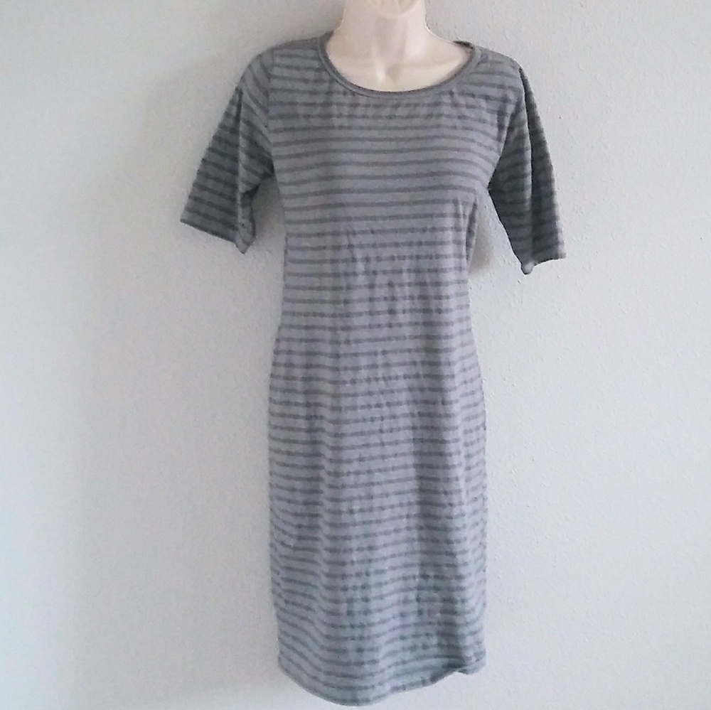 LuLaRoe Julia Dress - Grey Stripes